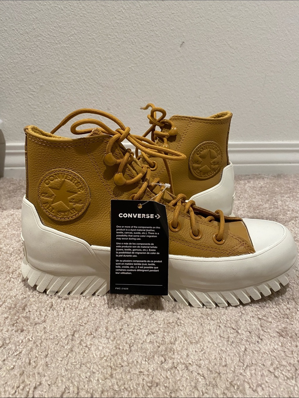 Converse High-Top Sneakers in Mustard and White